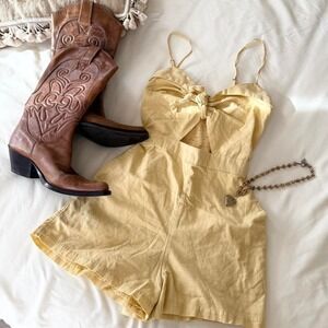 yellow romper cottagecore abercrombie‎ size xs